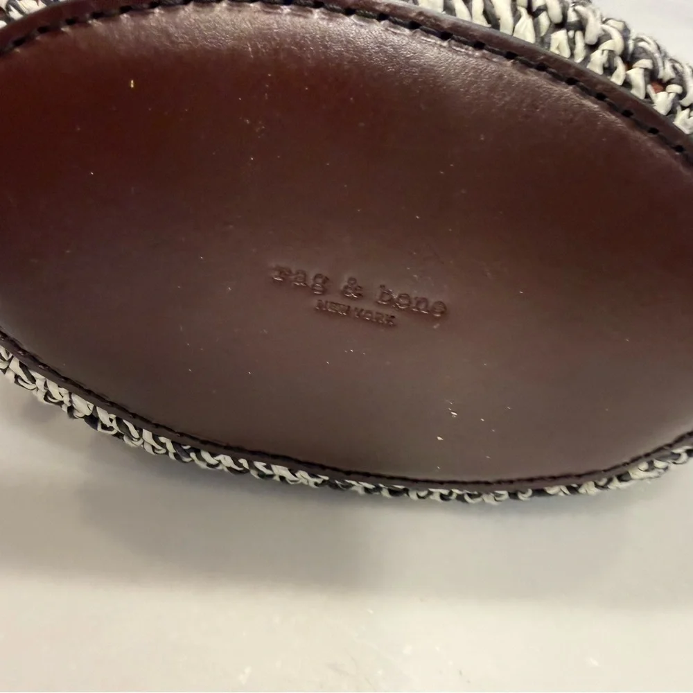 Rag & Bone Belize Mini Straw & brown Leather Bucket Bag NWOT